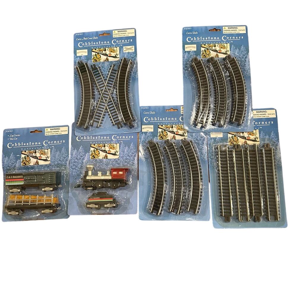 NWT Cobblestone Corners Train Cars and Tracks Full Set